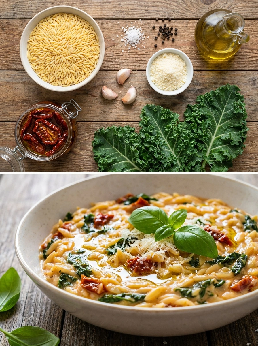 Sun-dried Tomato Orzo with Kale